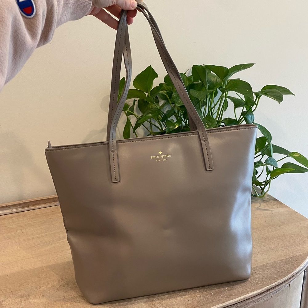 Kate Spade Karla Cityscape Gray Smooth Leather Tote Seton Drive